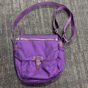 TUMI purple/yellow nylon crossbody bag